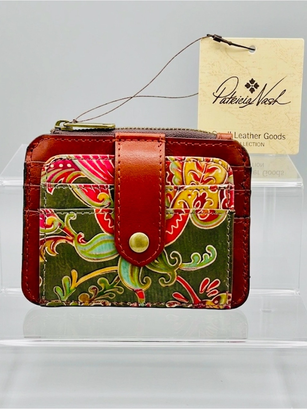 Patricia Nash Floral Embossed Leather Card Holder Wallet NWT